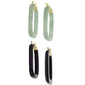 14k Gold Jade Round Elongated Earring