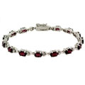 Glitzy Rocks Sterling Silver Diamond Accent Garnet Bracelet