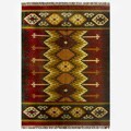 Hand-woven Kilim Burgundy Jute/ Wool Rug (5' x 8')