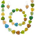 Sterling Silver Multicolored Glass Heart Bead Set