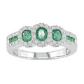 14k White Gold 1/4ctw Diamond Emerald Ring