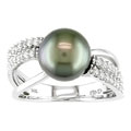 14k Gold 1/4ct TDW Diamond Cultured Tahitian Pearl Ring