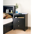 Broadway Black 2-drawer & Open Cubbie Nightstand