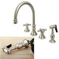 Satin Nickel 4-hole Cross Handles Kitchen Faucet and Sprayer