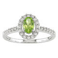 14k White Gold 1/4ctw Diamond Peridot Ring
