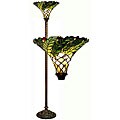 Tiffany-style Green Leaf Torchiere Lamp