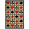 Hand-hooked Poker Ivory Wool Runner (2'6 x 8')