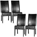 Dark Brown By-cast Leather Dining Chairs (Set of 4)