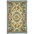 Hand-hooked Fruit Harvest Blue Wool Runner (2'6 x 4')