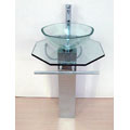 Pedestal Glass Sink with Stainless Steel Stand