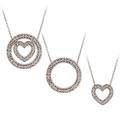 Silver 1/8ct Diamond 3-in-1 Circle Heart Necklace