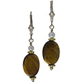 Charming Life Tiger Eye and Pearl Leverback Earrings