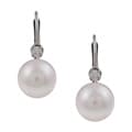 DaVonna 14k Gold Akoya Pearl and 1/10ct TDW Diamond Earrings (H-I, SI1-SI2) ...