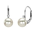 DaVonna 14k Gold Akoya Pearl and 1/10ct TDW Diamond Earrings (H-I, SI1-SI2) (8 mm)