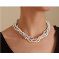DaVonna White and Blue Freshwater Pearl 16-inch Necklace (5-6 mm)