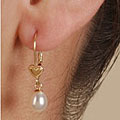 DaVonna 14k Gold Cultured Freshwater Pearl Heart Earrings
