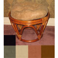 Rattan Papasan Footstool with Micro Suede Cushion