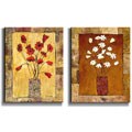 Red & White Flowers - Bagnato Stretched Canvas Set