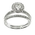 14k White Gold 1ct TDW Diamond Halo Wedding Ring Set (K, I1-I2)