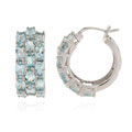 Glitzy Rocks Sterling Silver 9 CTW Genuine Blue Topaz 3-tier Hoop Ear