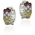 Glitzy Rocks Sterling Silver 9 CTW Multi Gemstone Hoop Earrings