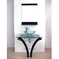 Pedestal Glass Bathroom Vanity and Faucet