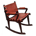 Cedar and Leather Contemporary Rocking Chair (Peru)