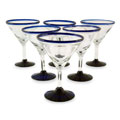 Set of 6 Cobalt Joy Martini Glasses (Mexico)