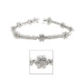 Silvertone Clear CZ Pave Flower Bracelet