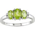 10k White Gold Oval Peridot & Diamond Ring
