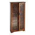 Glass Paneled 6-shelf Oak Media Cabinet