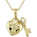 10k Yellow Gold Heart and Key Pendant