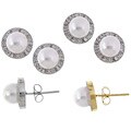14k Gold Akoya Pearl 1/10ct Diamond Earrings