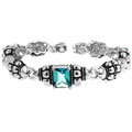 Silvertone Bali Inspired Aqua CZ Bracelet