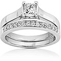 14k White Gold 1/2ct TDW Princess & Round Diamond Wedding Set (H-I, SI1-SI2)