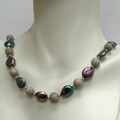14k Yellow Gold Fossil and Freshwater Pearl Necklace