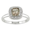 10k White Gold Smokey Quartz/ Diamond Accent Ring