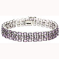 Glitzy Rocks Sterling Silver Amethyst Three-Tier Bracelet