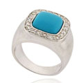 Icz Stonez Sterling Silver Blue Turquoise CZ Ring