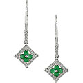 14k White Gold Emerald 1/6ct TDW Diamond Earrings