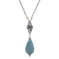 Charming Life Blue-green Amazonite and Pearl Drop Necklace