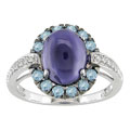 14k Gold 1/10ct TDW Diamond Multi Gemstone Ring