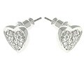 Sterling Silver CZ Pave Heart Stud Earrings