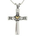 14k Gold and Silver Claddagh Cross Necklace