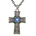 Jeweled Celtic King Pewter Cross Necklace