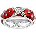 Silvertone Enamel and CZ Eternity Band