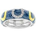 Silvertone Enamel and CZ Horseshoe Eternity Band