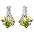 Kate Bisset Silvertone and Lime Green CZ Fashion Earrings