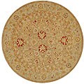 Handmade Ancestry Tan/ Ivory Wool Rug (8' Round)