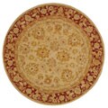 Handmade Ancestry Ivory/ Red Wool Rug (4' Round)